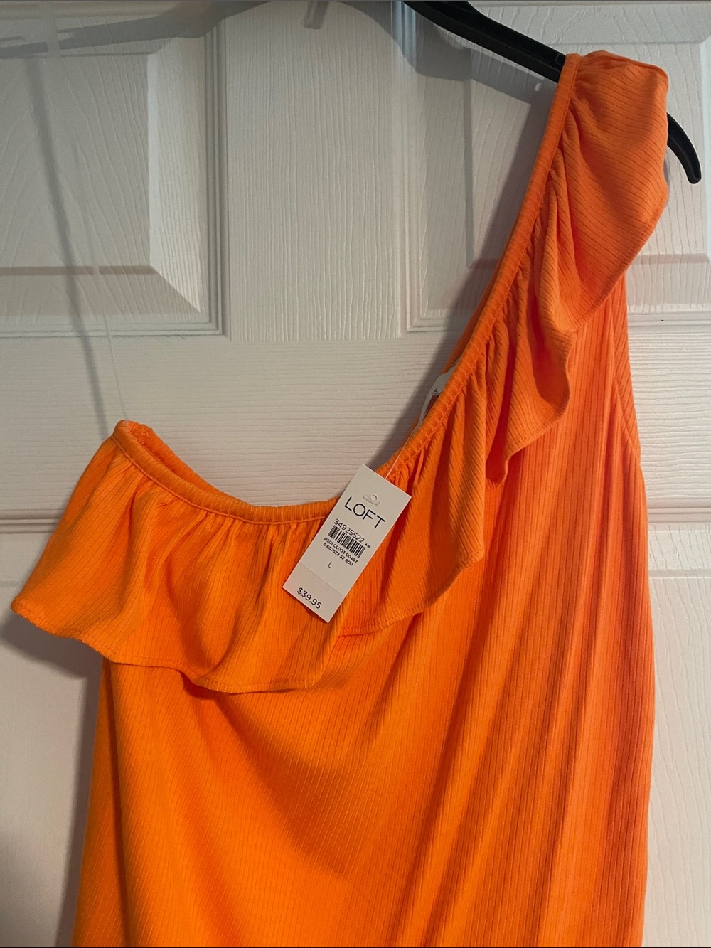 LOFT One-Shoulder Ruffle Dress - Orange - Picture 3 of 5